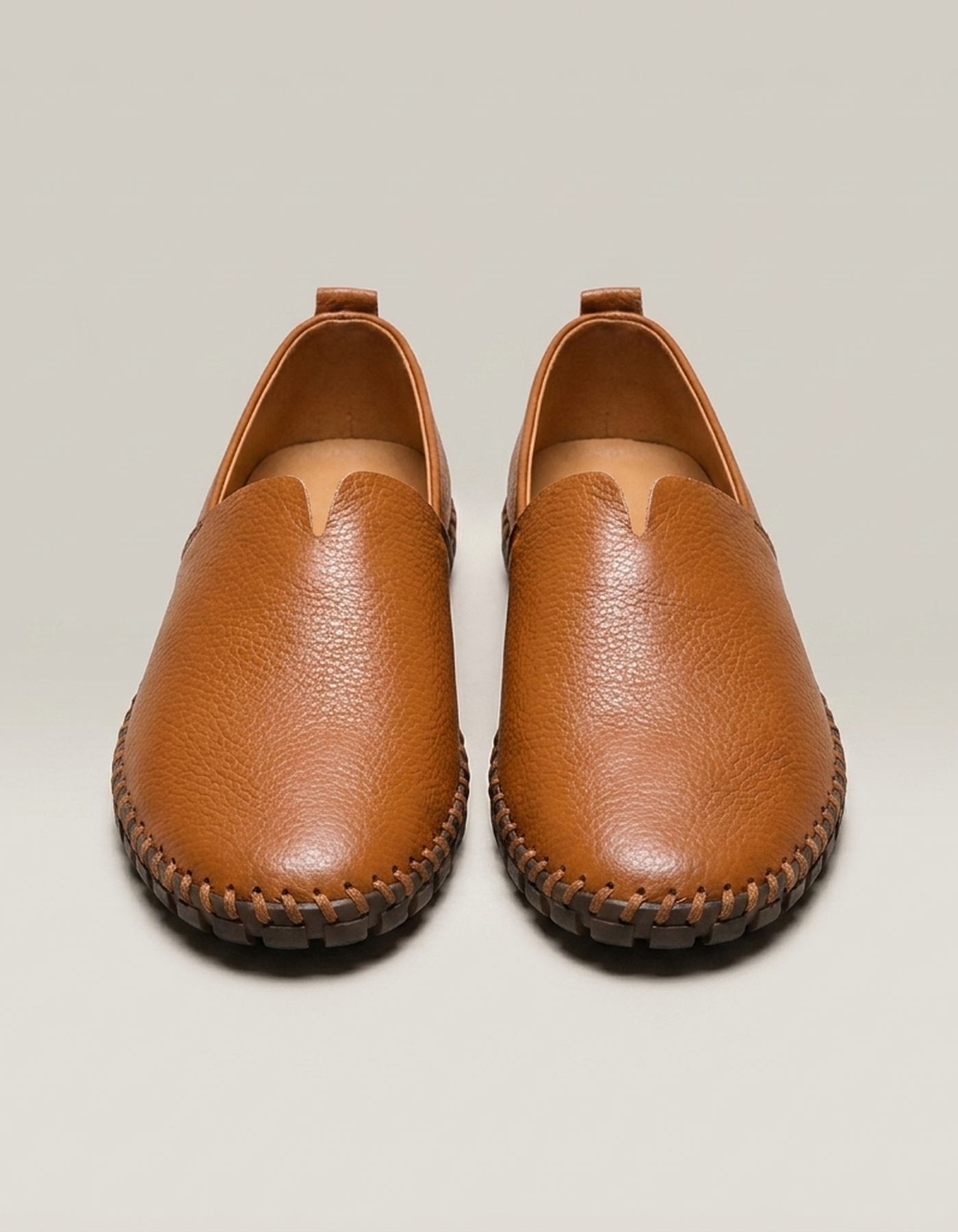 PLUXSTYLE::numise::mens-whipstitch-loafers::pack-caramel-brown