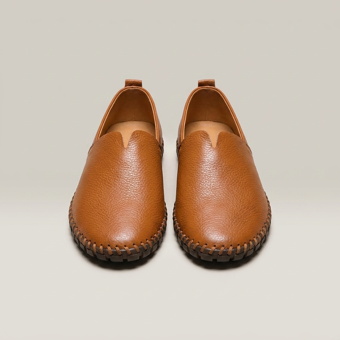 PLUXSTYLE::numise::mens-whipstitch-loafers::pack-caramel-brown