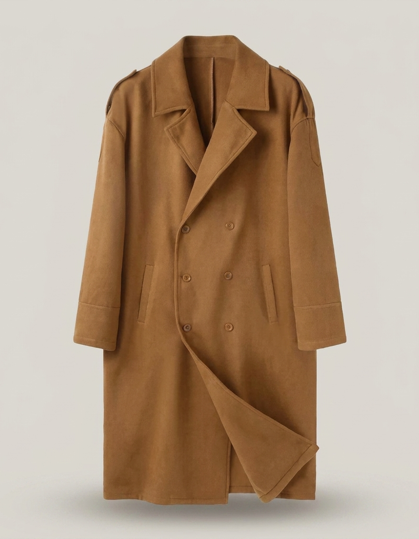PLUXSTYLE::numise::mens-double-breasted-longline-parka::pack-brown