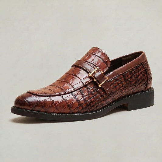 PLUXSTYLE::numise::mens-buckle-comfort-loafers::closeup-hero