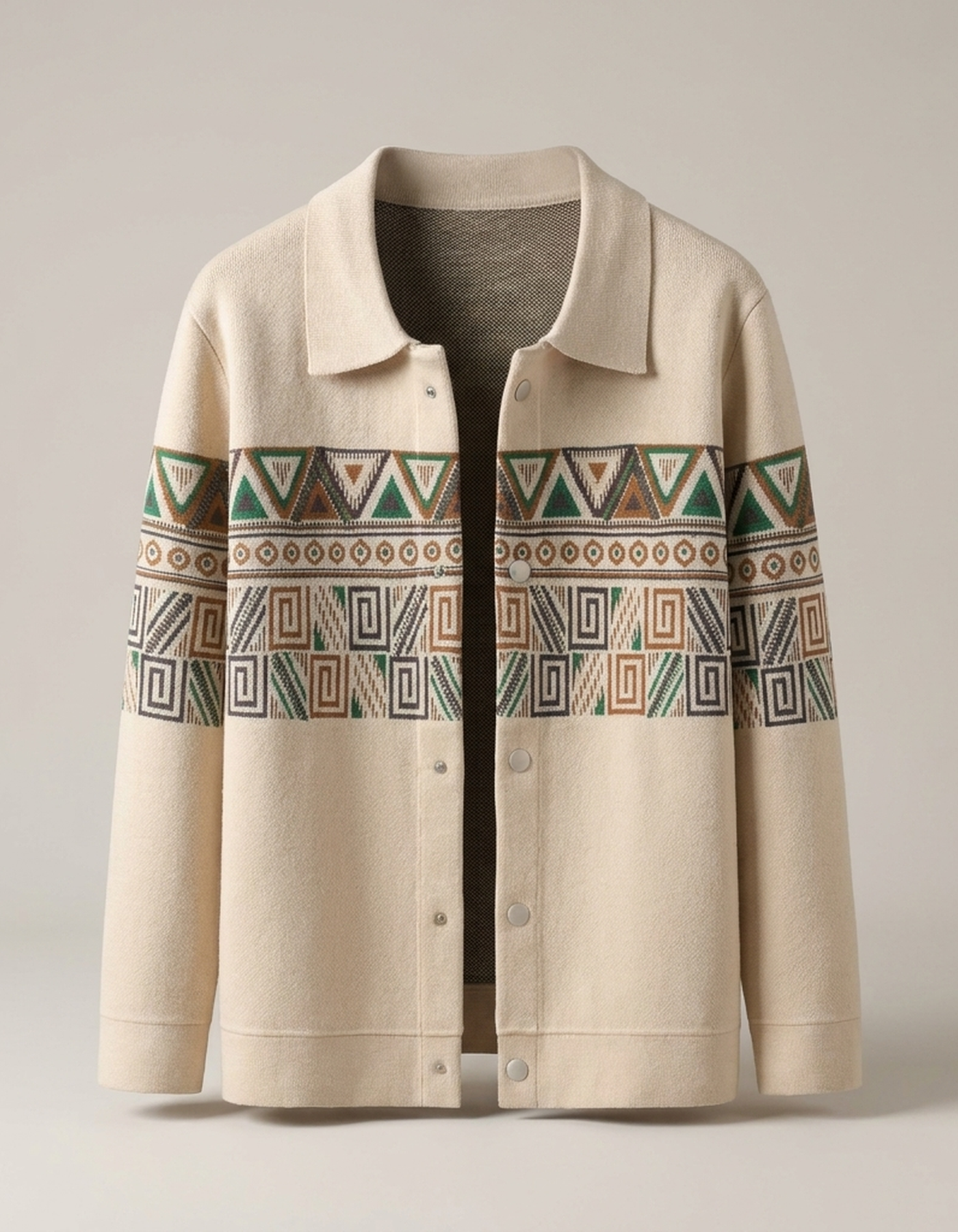PLUXSTYLE::numise::mens-geometric-cardigan::pack-beige