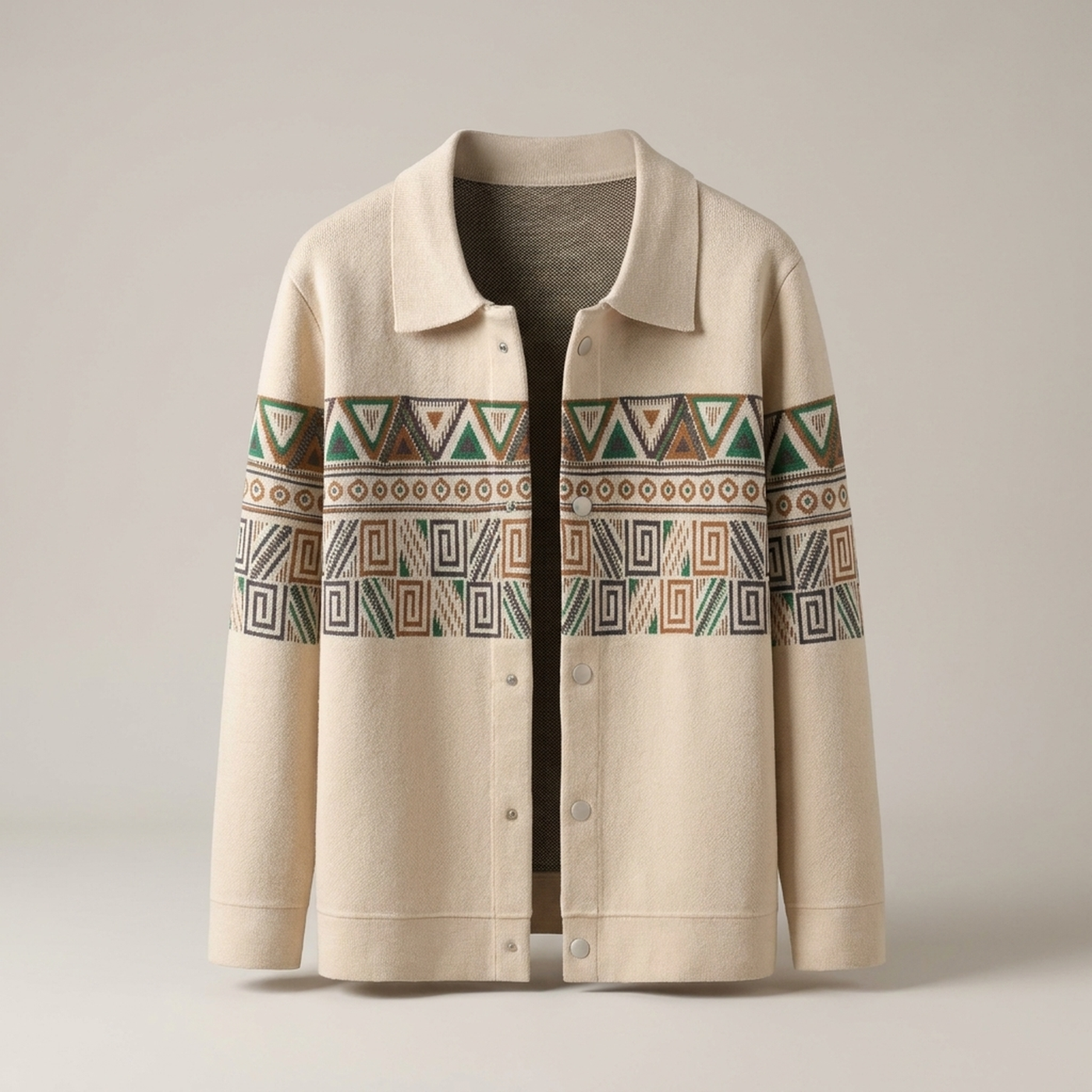 PLUXSTYLE::numise::mens-geometric-cardigan::pack-beige