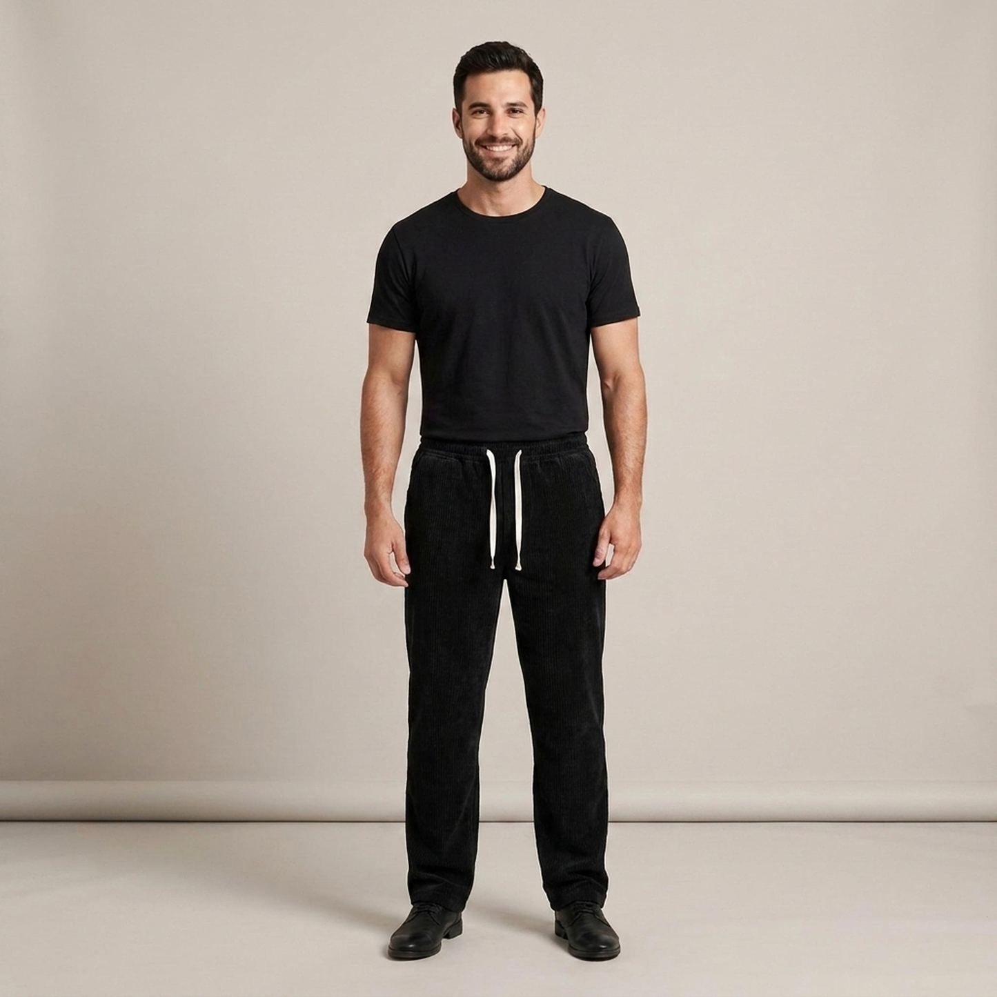 PLUXSTYLE::numise::mens-easy-waist-straight-leg-pants::front