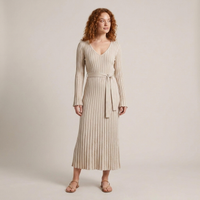 PLUXSTYLE::numise::v-neck-tie-waist-midi-dress::front