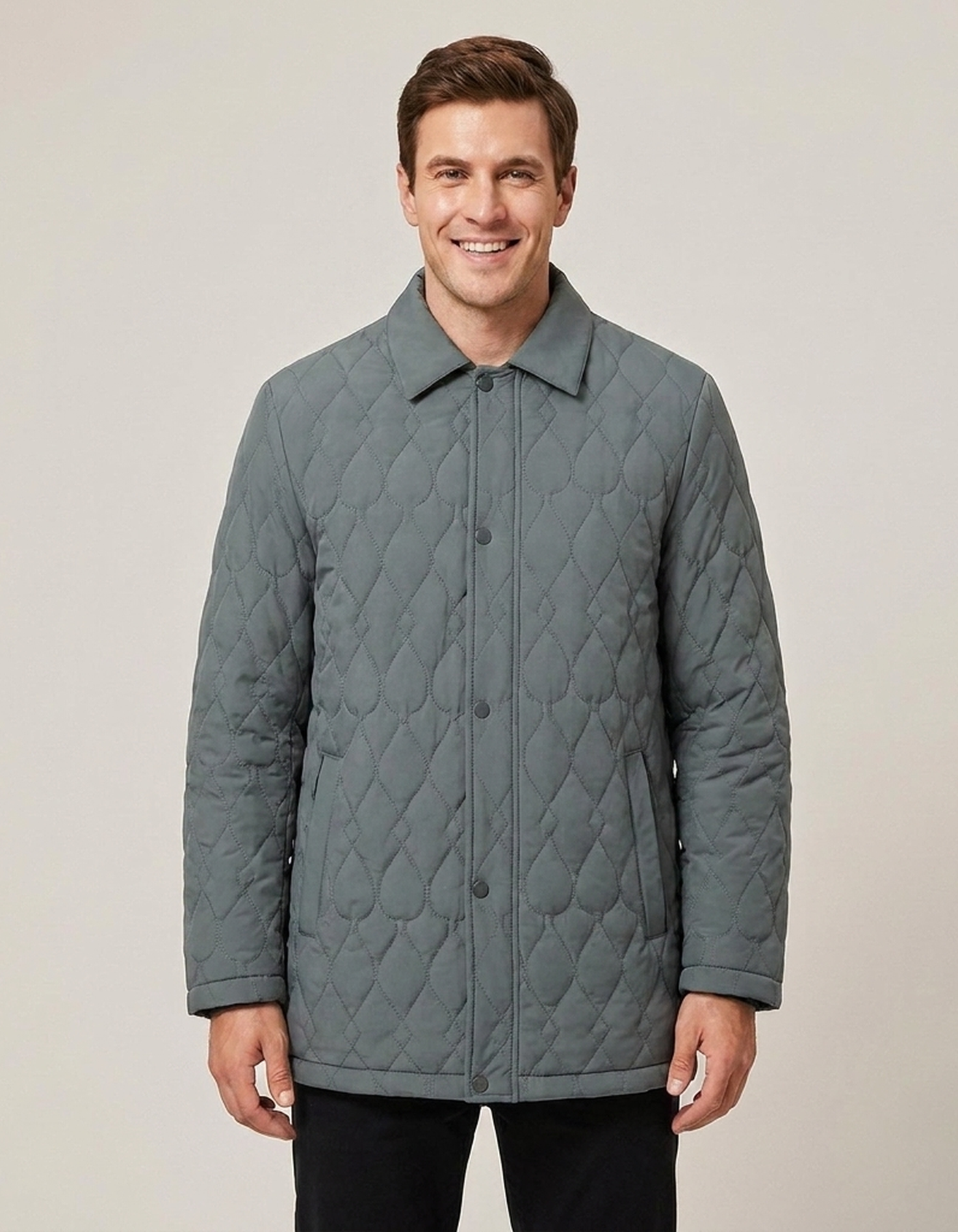 PLUXSTYLE::numise::mens-button-front-quilted-parka::front