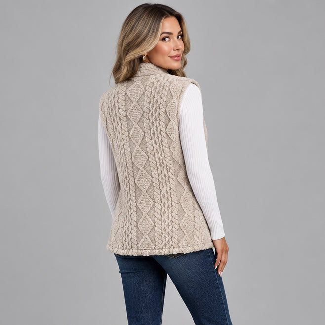 Gilet long texturé pour femme
