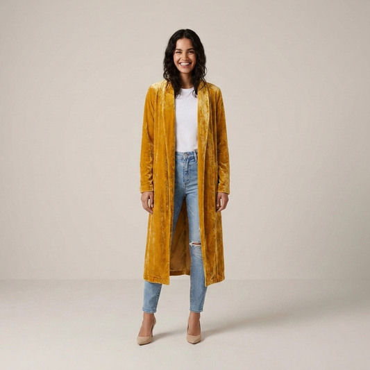 PLUXSTYLE::numise::womens-open-front-long-cardigan::front