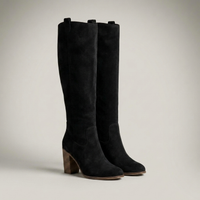 PLUXSTYLE::numise::pull-on-block-heel-knee-high-boots::closeup-detail