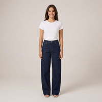PLUXSTYLE::numise::indigo-barrel-leg-jeans::front