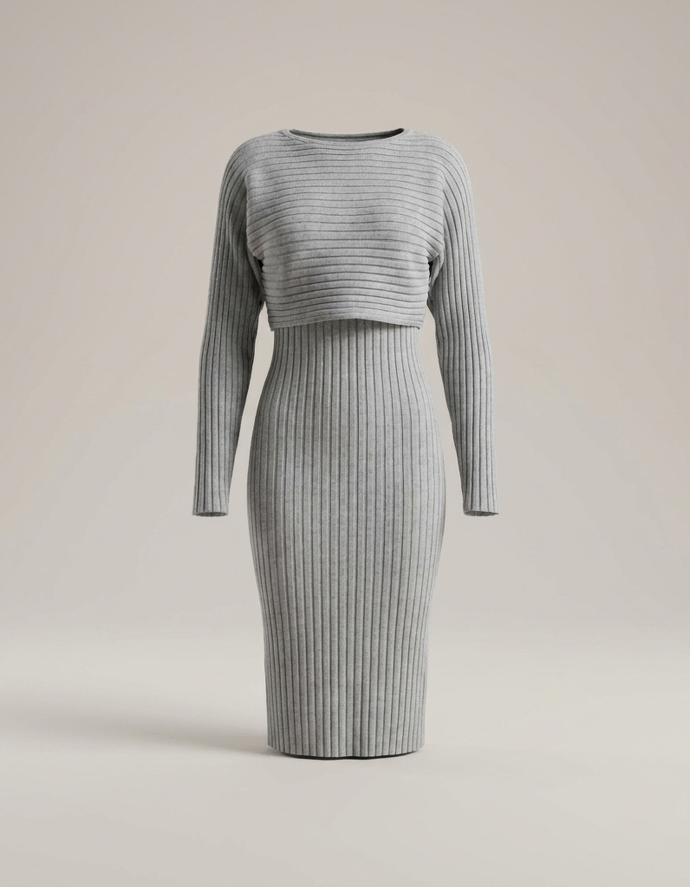 PLUXSTYLE::numise::two-piece-sweater-dress-set::pack-grey