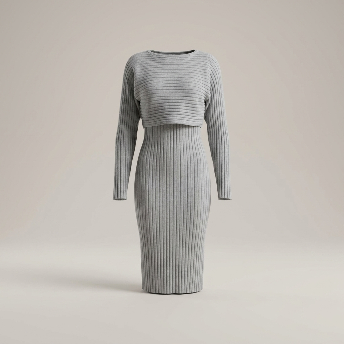 PLUXSTYLE::numise::two-piece-sweater-dress-set::pack-grey