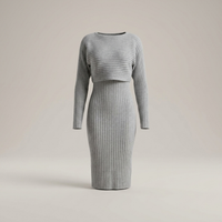 PLUXSTYLE::numise::two-piece-sweater-dress-set::pack-grey