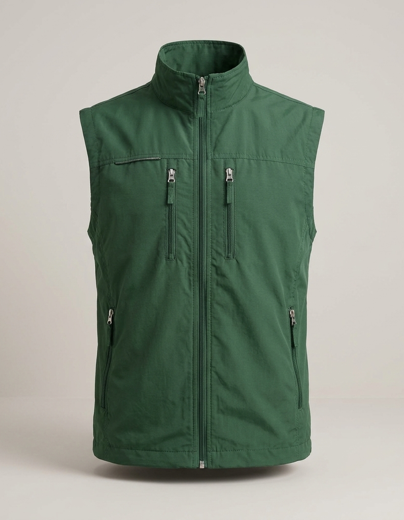 PLUXSTYLE::numise::mens-stand-collar-bodywarmer::pack-green