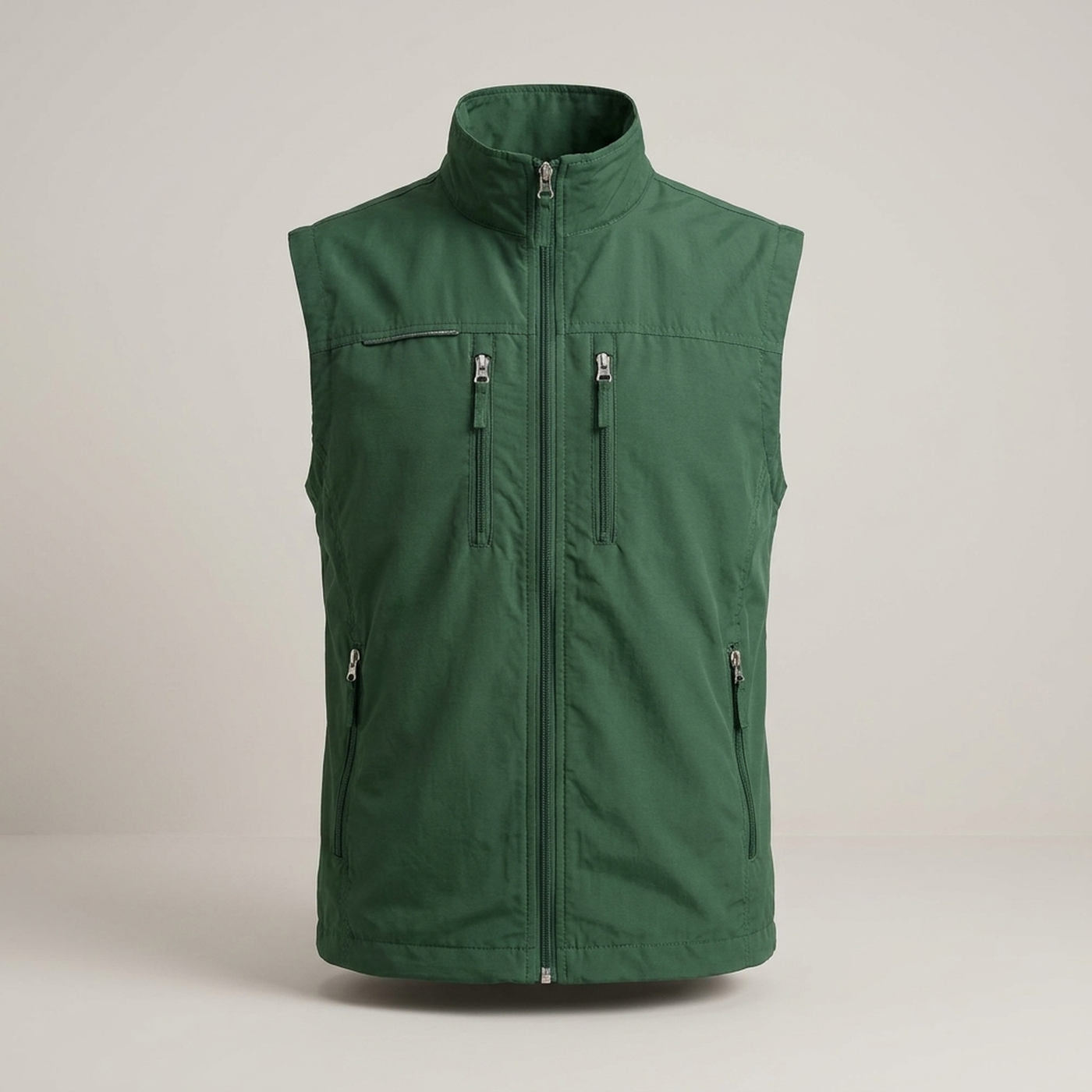PLUXSTYLE::numise::mens-stand-collar-bodywarmer::pack-green