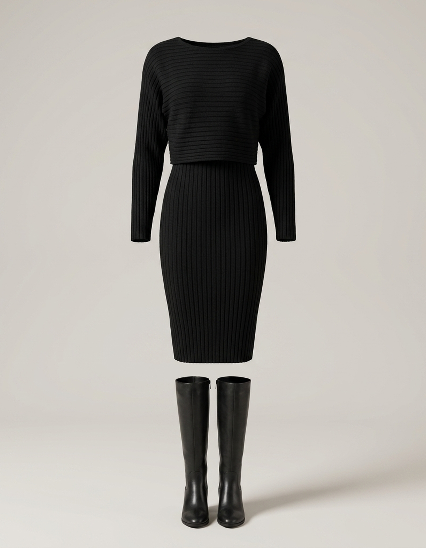 PLUXSTYLE::numise::two-piece-sweater-dress-set::pack-black