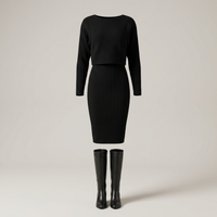 PLUXSTYLE::numise::two-piece-sweater-dress-set::pack-black