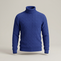 PLUXSTYLE::numise::mens-cable-turtleneck-sweater::pack-blue