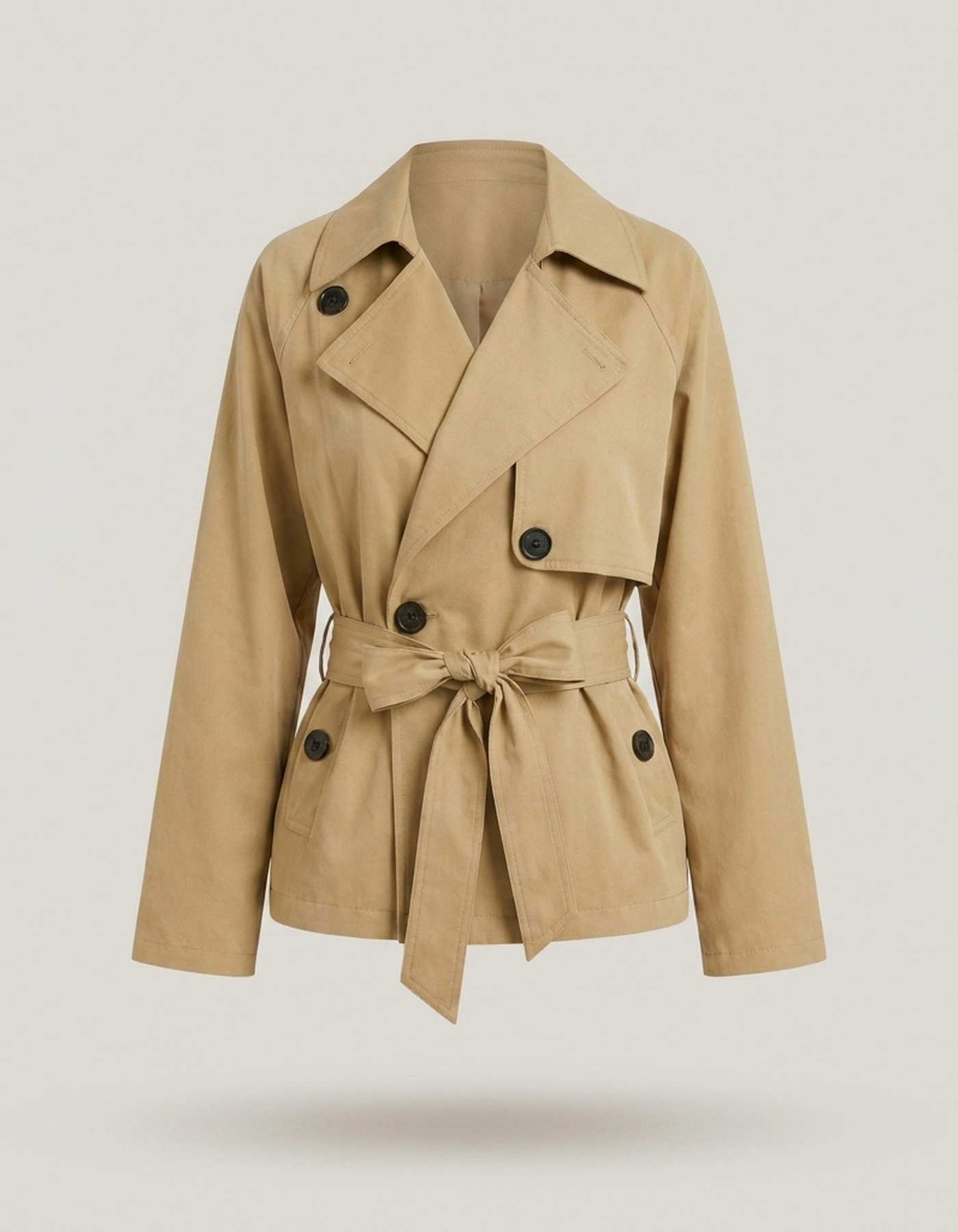 PLUXSTYLE::numise::cropped-tie-waist-parka::pack-beige