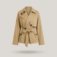 PLUXSTYLE::numise::cropped-tie-waist-parka::pack-beige