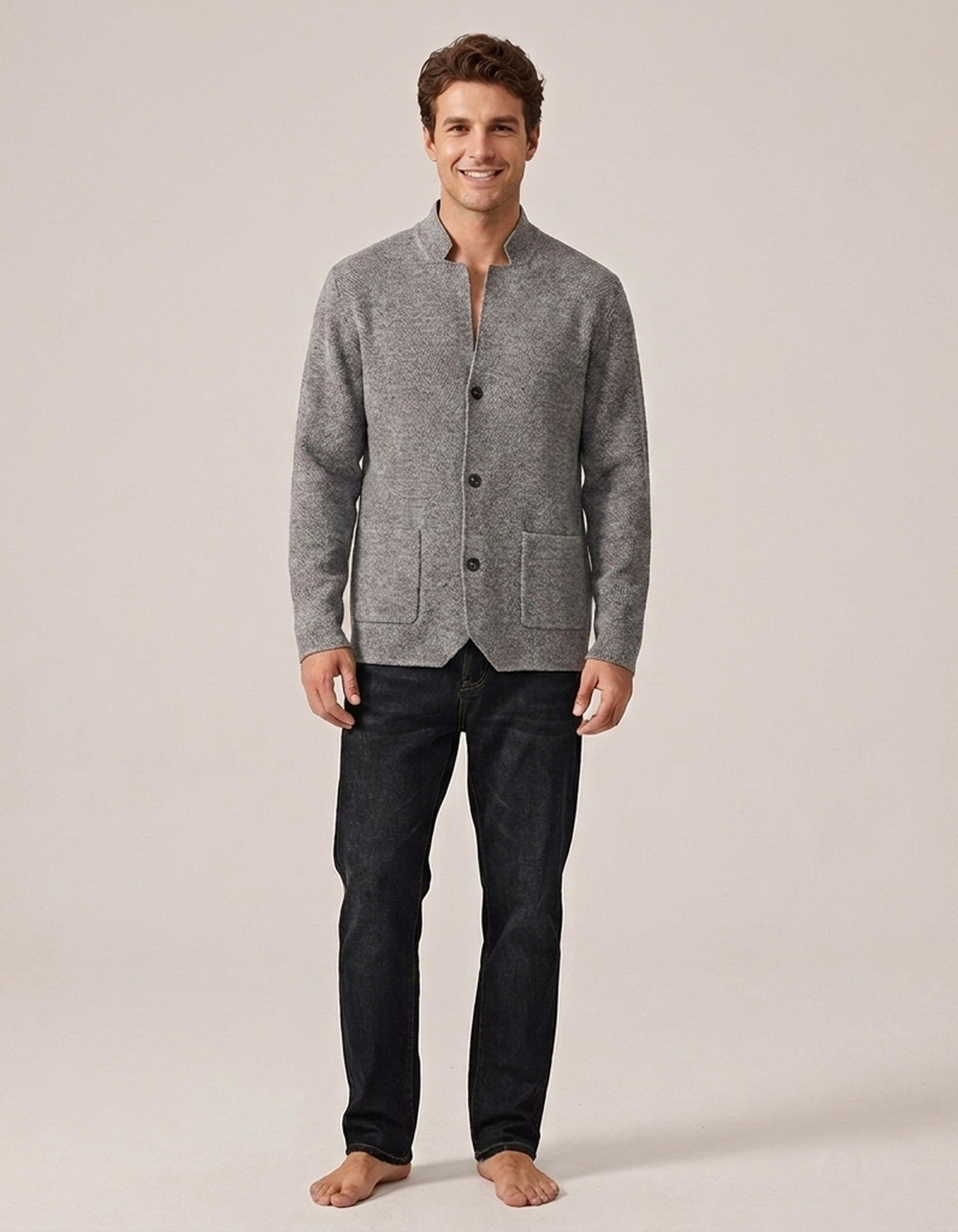 PLUXSTYLE::numise::mens-relaxed-mandarin-collar-parka::front
