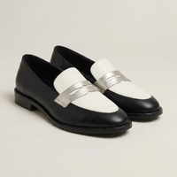PLUXSTYLE::numise::abby-black-white-loafers::closeup-detail