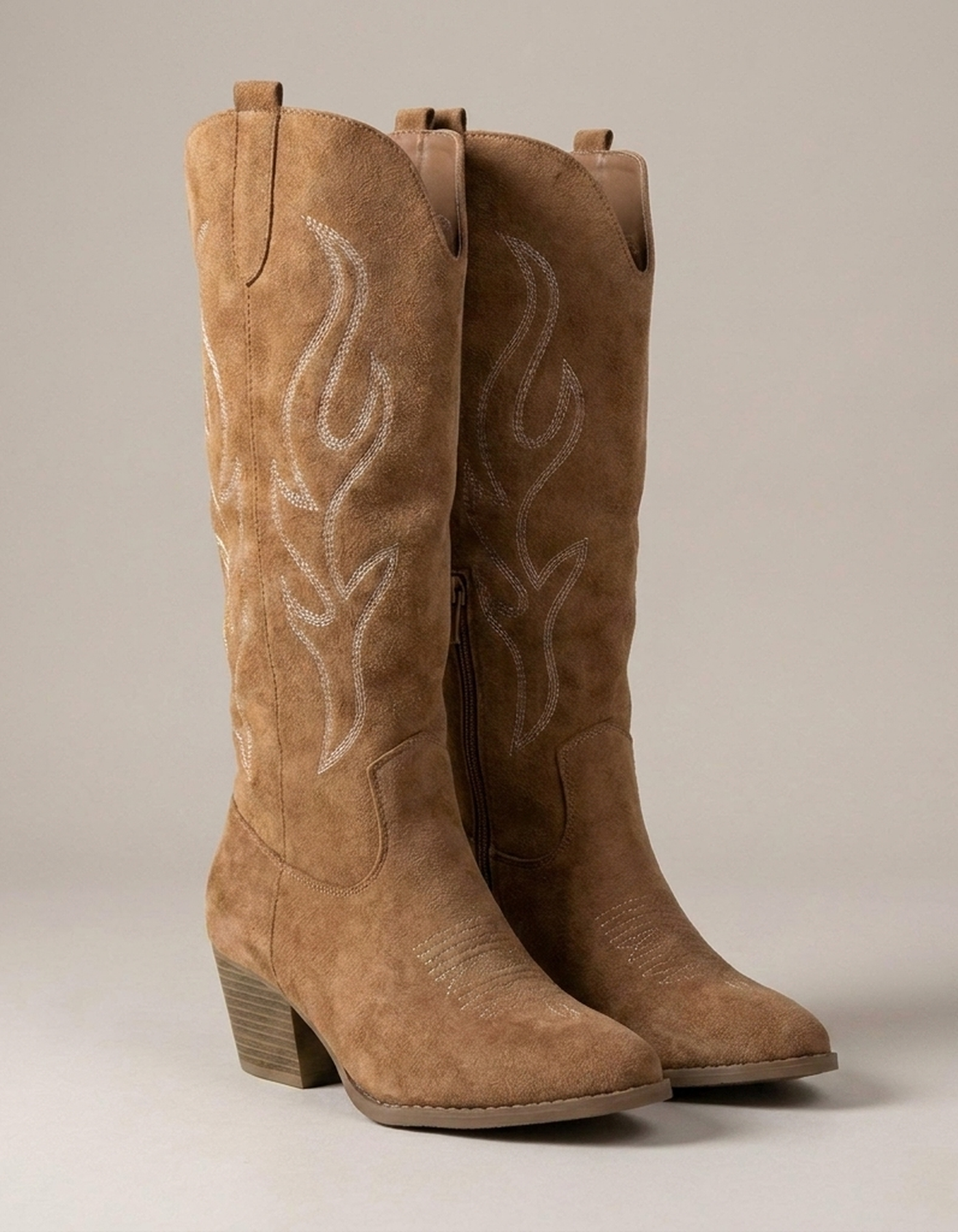PLUXSTYLE::numise::poppy-heeled-knee-high-cowboy-boots::closeup-detail