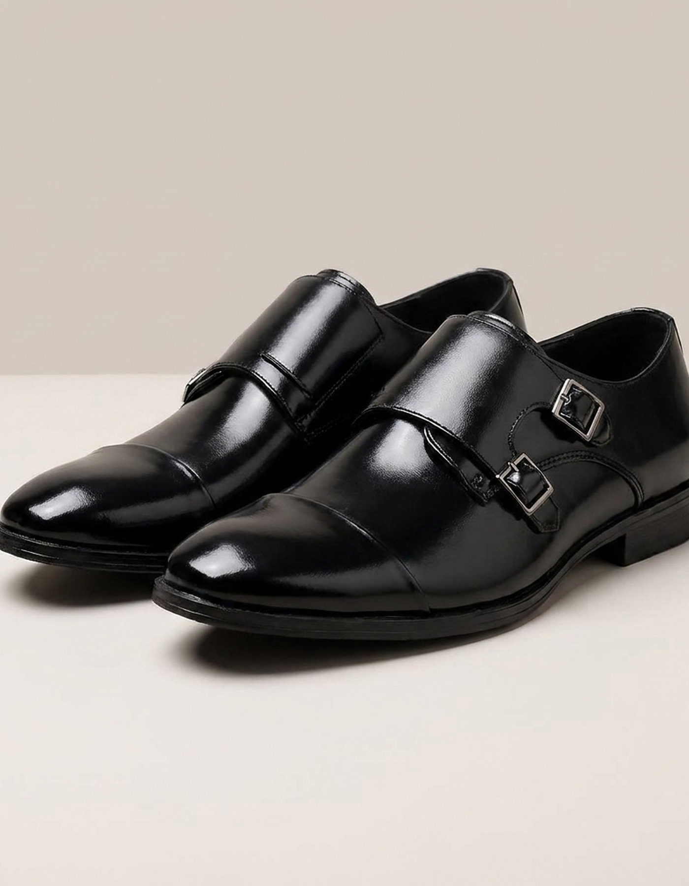PLUXSTYLE::numise::mens-cap-toe-double-monk-dress-shoes::pack-black