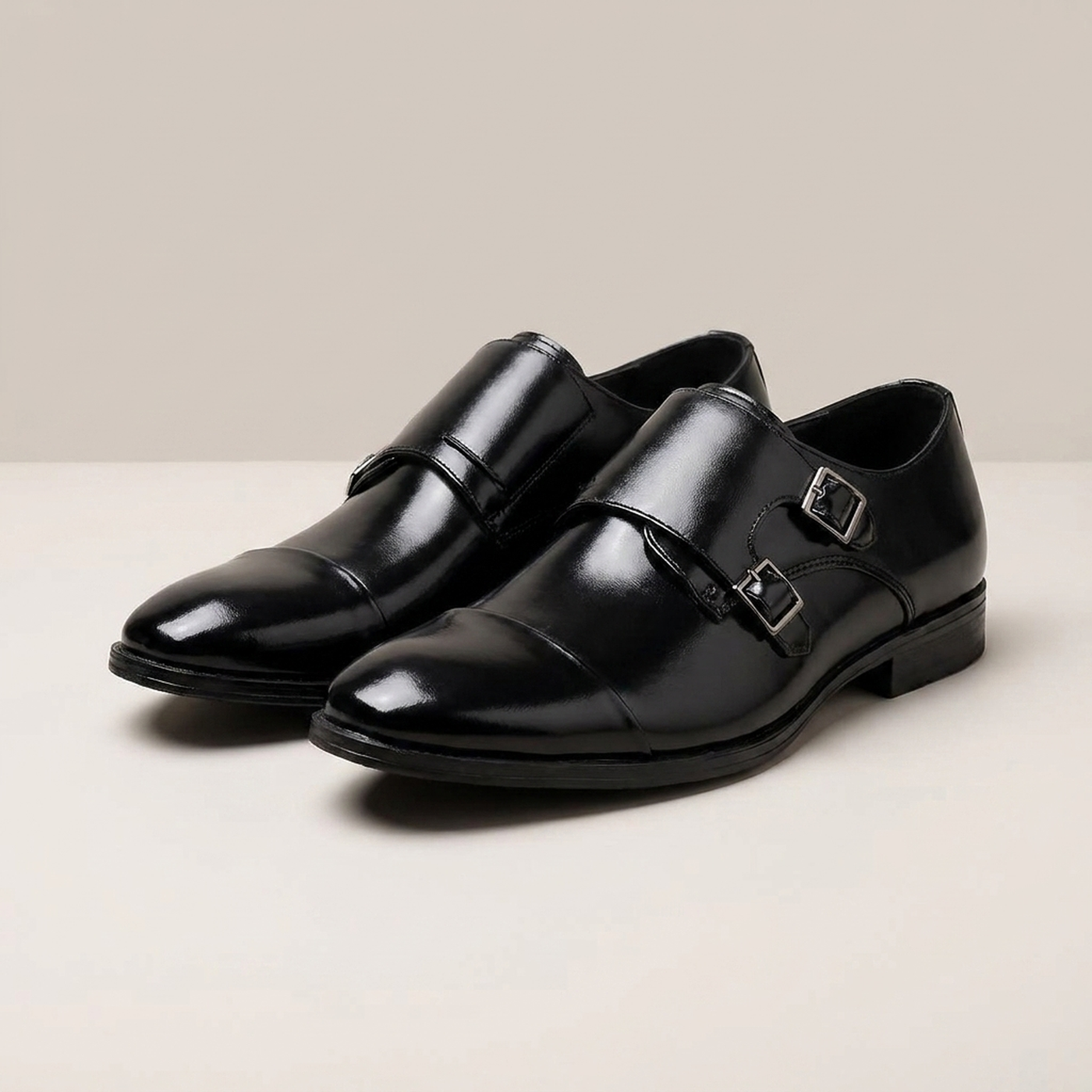 PLUXSTYLE::numise::mens-cap-toe-double-monk-dress-shoes::pack-black