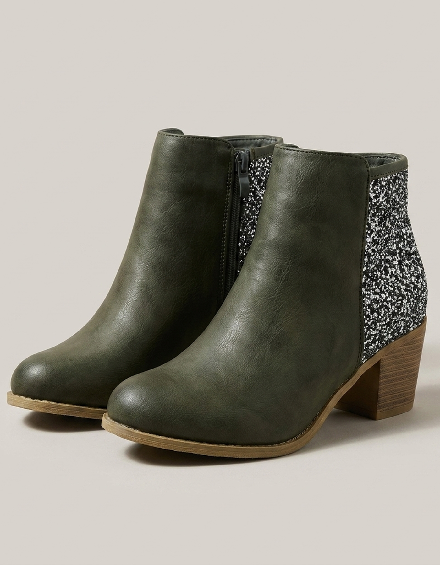 PLUXSTYLE::numise::aisling-sparkling-ankle-boots::pack-green