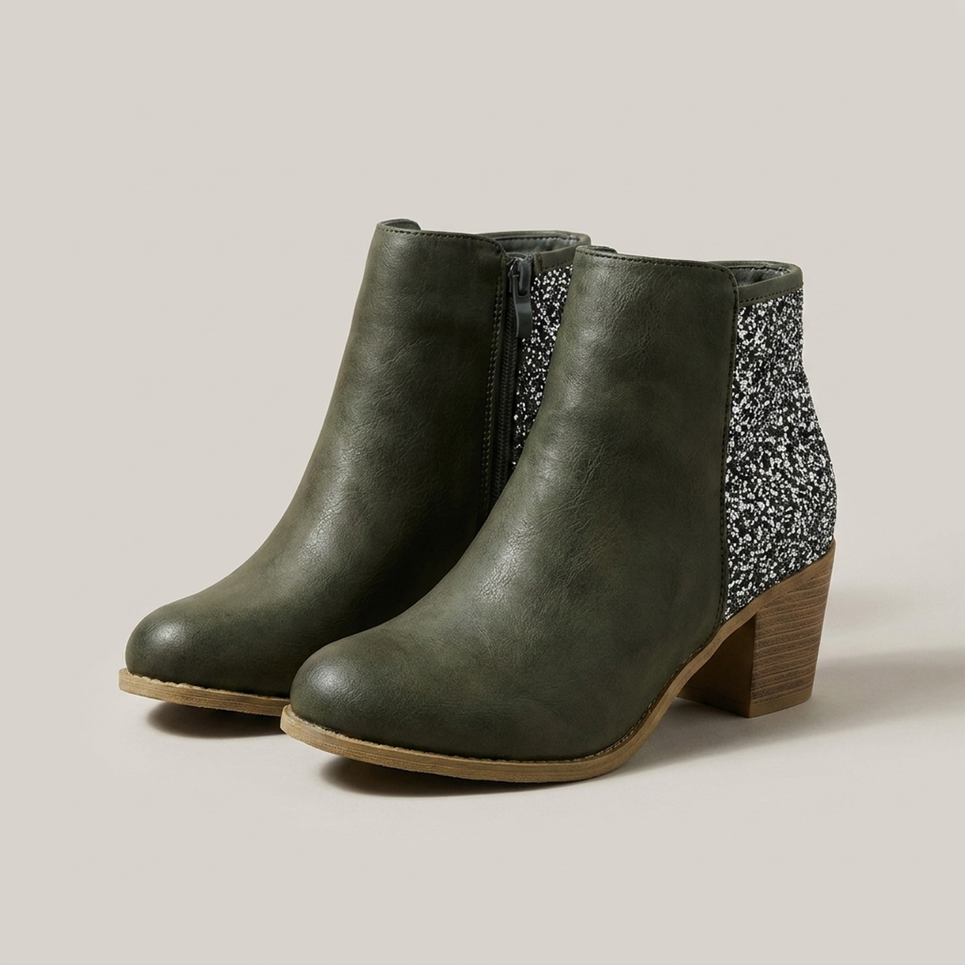 PLUXSTYLE::numise::aisling-sparkling-ankle-boots::pack-green