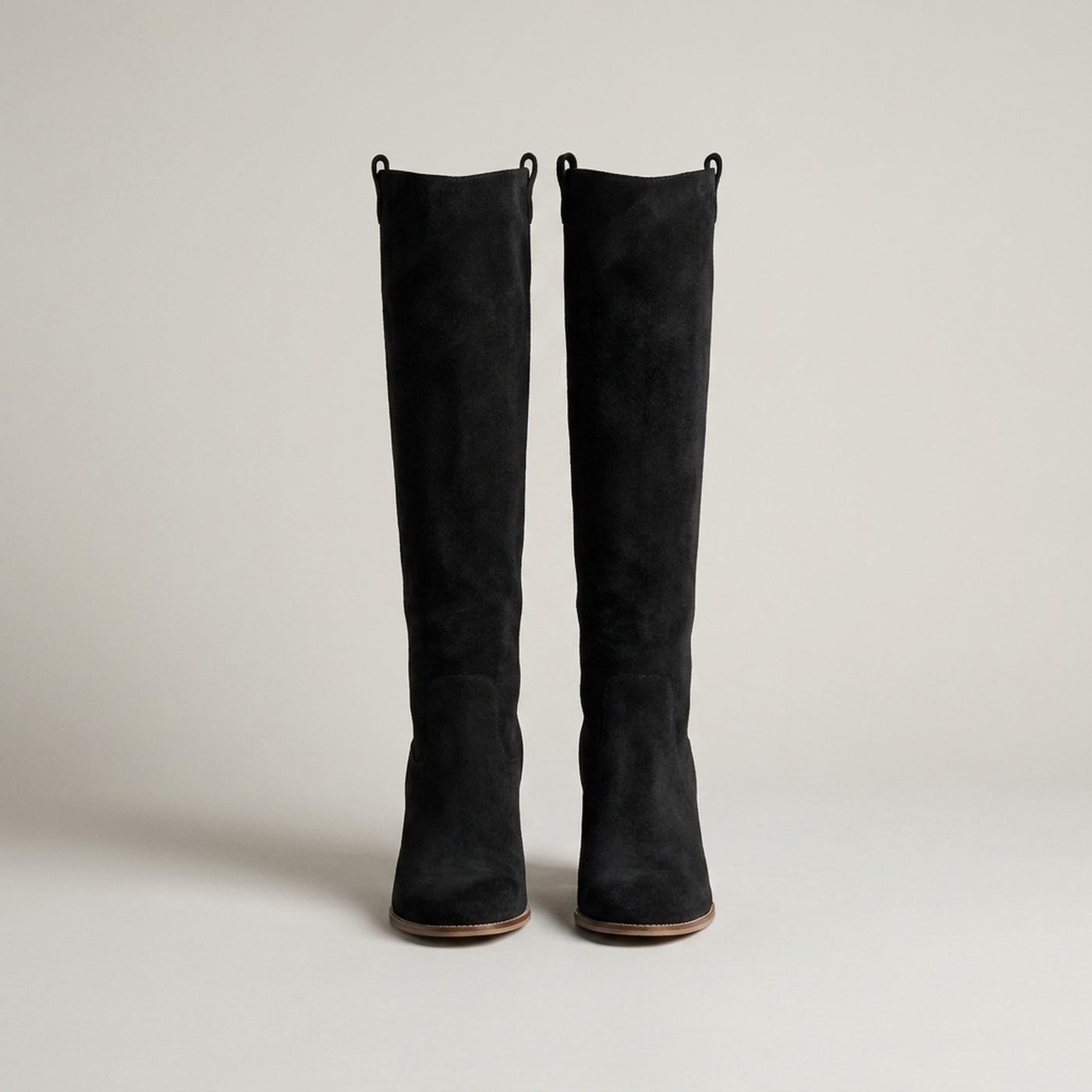 PLUXSTYLE::numise::pull-on-block-heel-knee-high-boots::pack-black