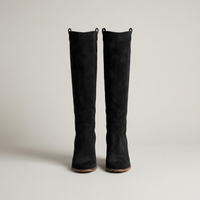 PLUXSTYLE::numise::pull-on-block-heel-knee-high-boots::pack-black
