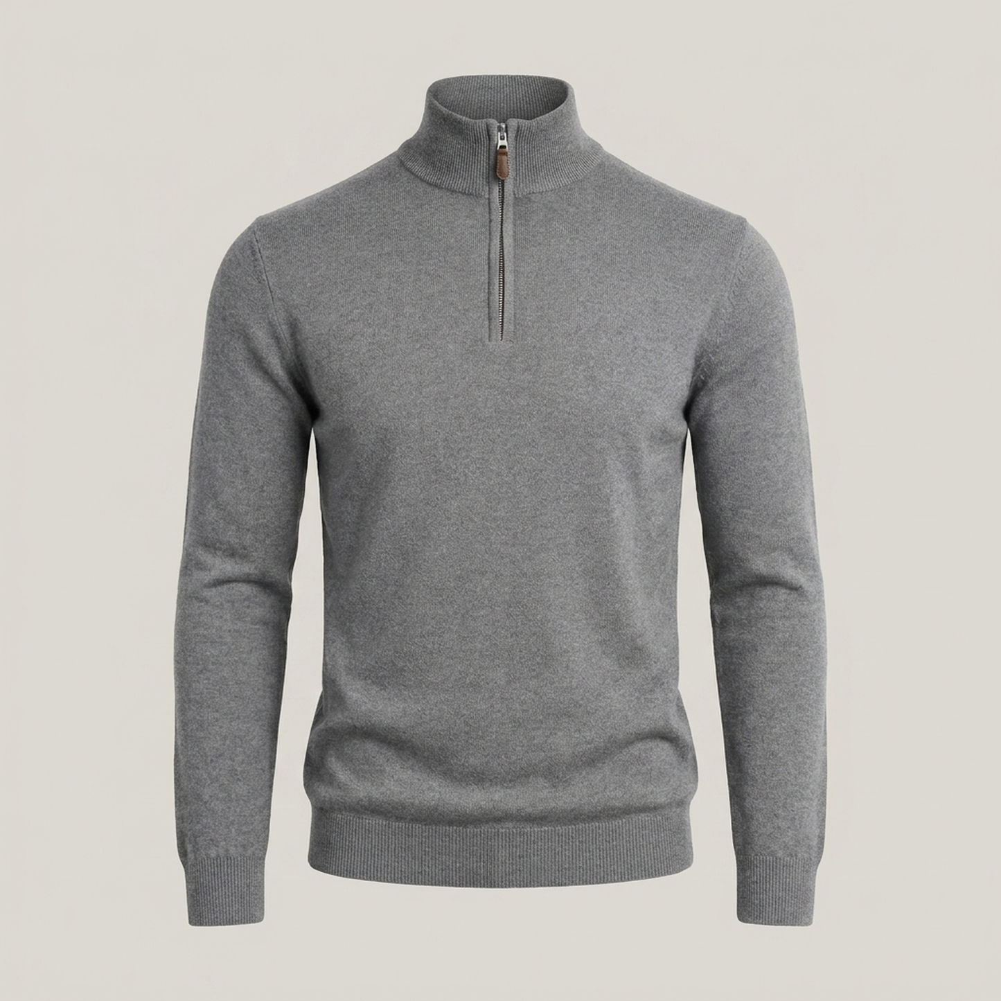 PLUXSTYLE::numise::mens-high-neck-half-zip-sweater::pack-grey