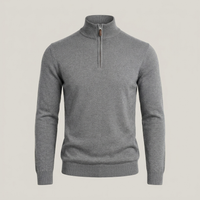 PLUXSTYLE::numise::mens-high-neck-half-zip-sweater::pack-grey