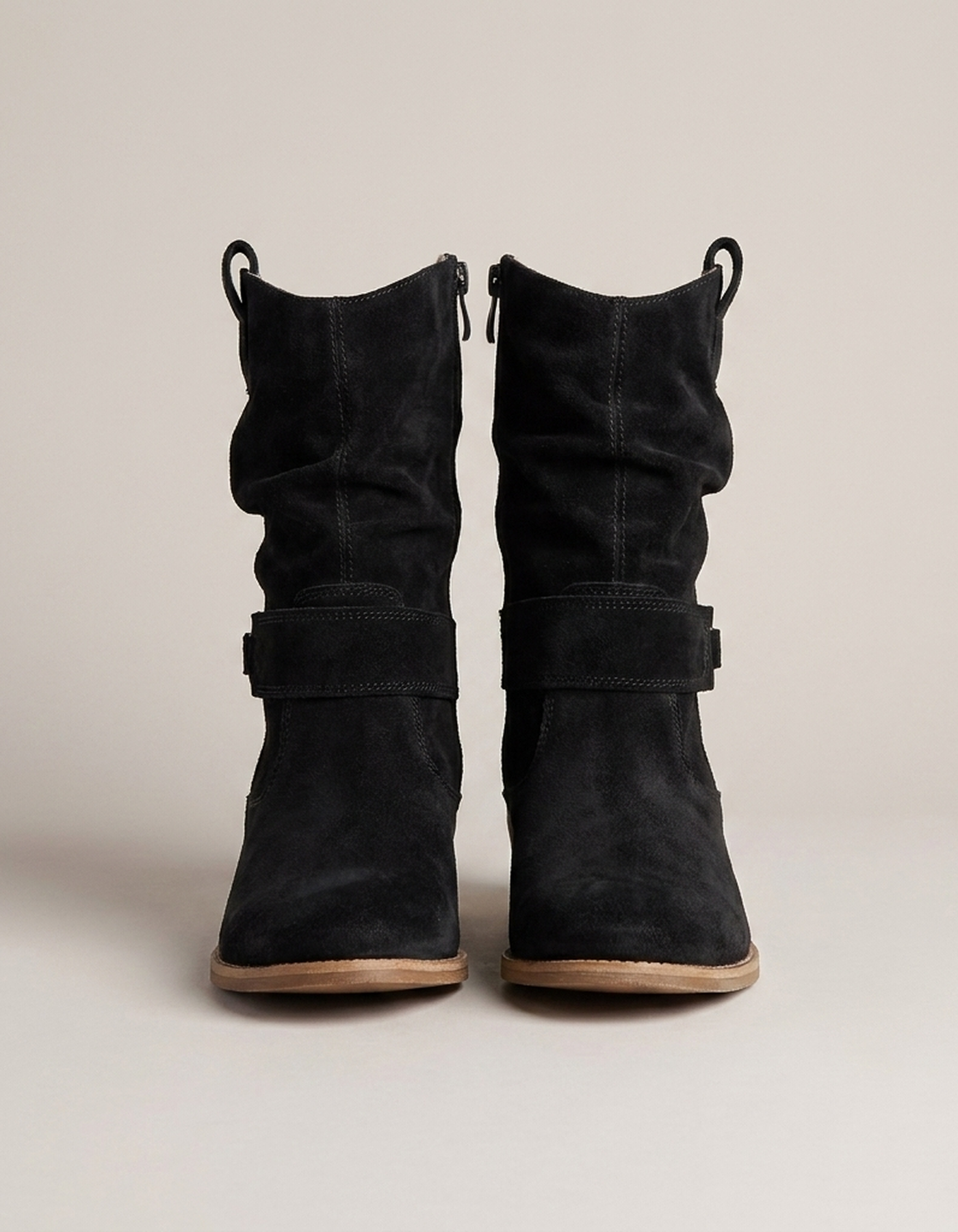 PLUXSTYLE::numise::slouch-fit-buckle-ankle-boots::pack-black