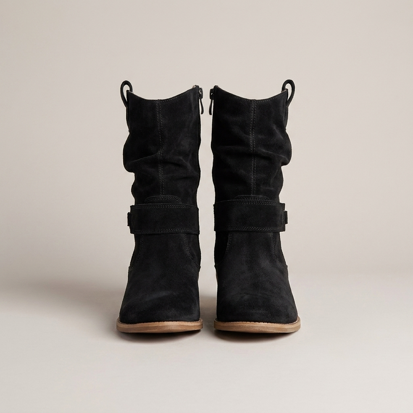 PLUXSTYLE::numise::slouch-fit-buckle-ankle-boots::pack-black