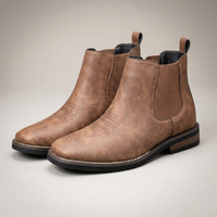 PLUXSTYLE::numise::square-toe-chelsea-ankle-boots::closeup-detail