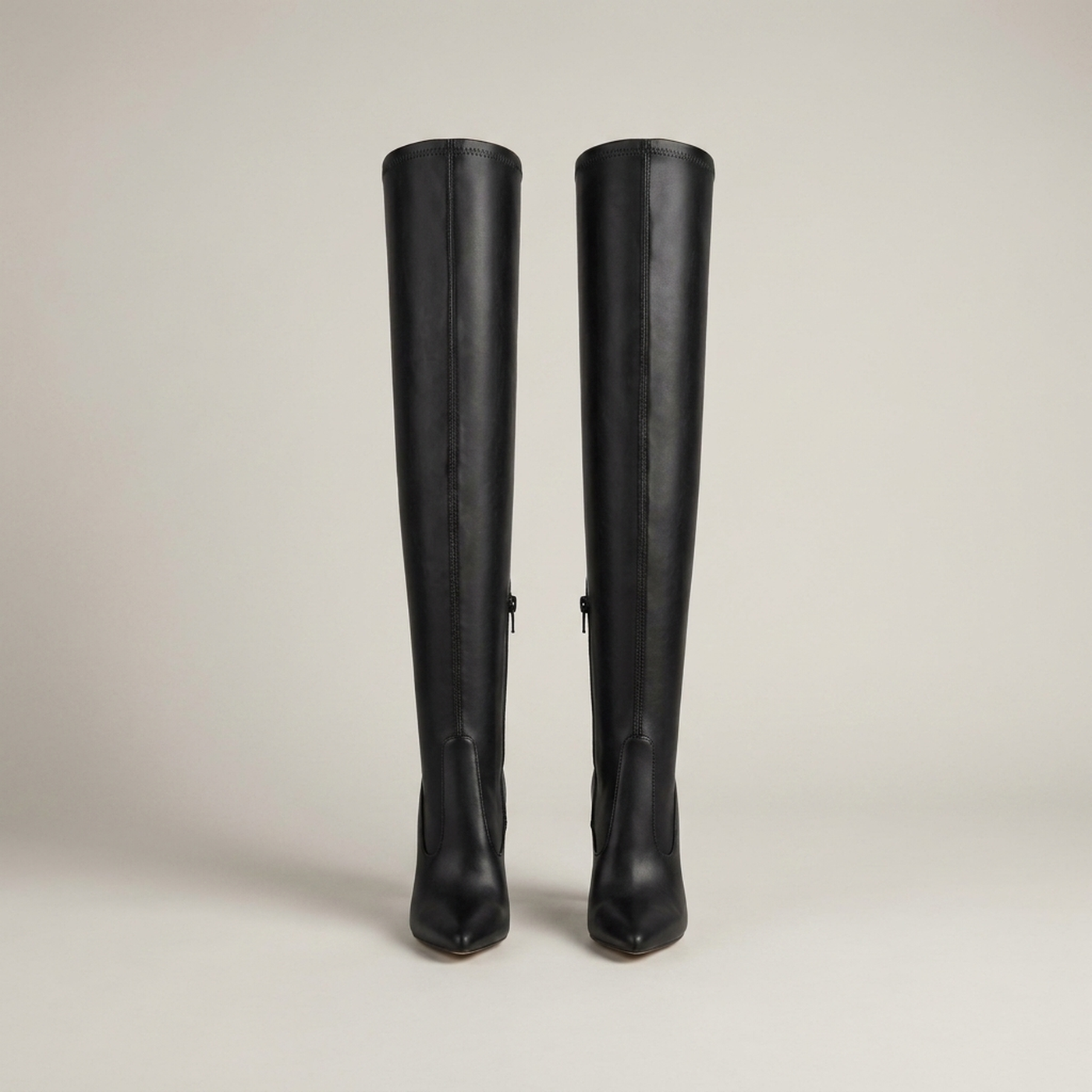 PLUXSTYLE::numise::womens-slim-heel-knee-high-boots::pack-black