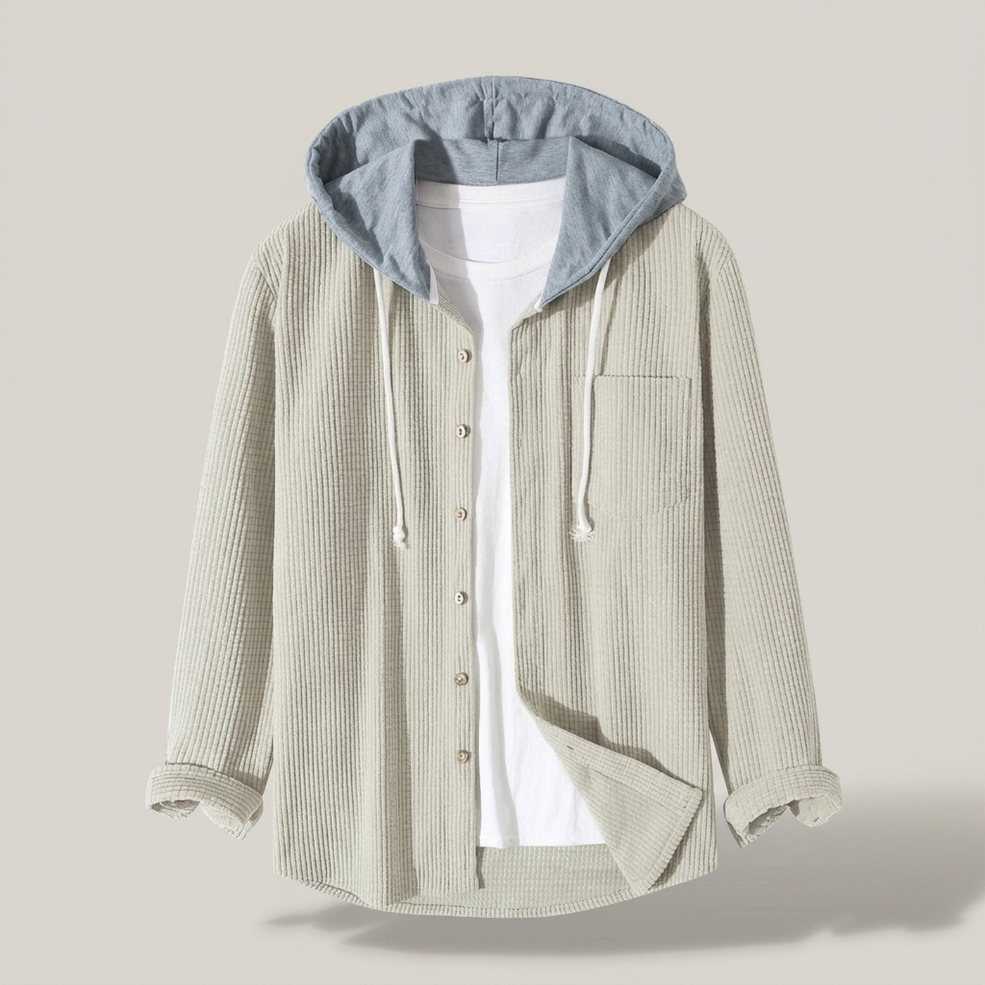 PLUXSTYLE::numise::mens-relaxed-hooded-overshirt::pack-beige