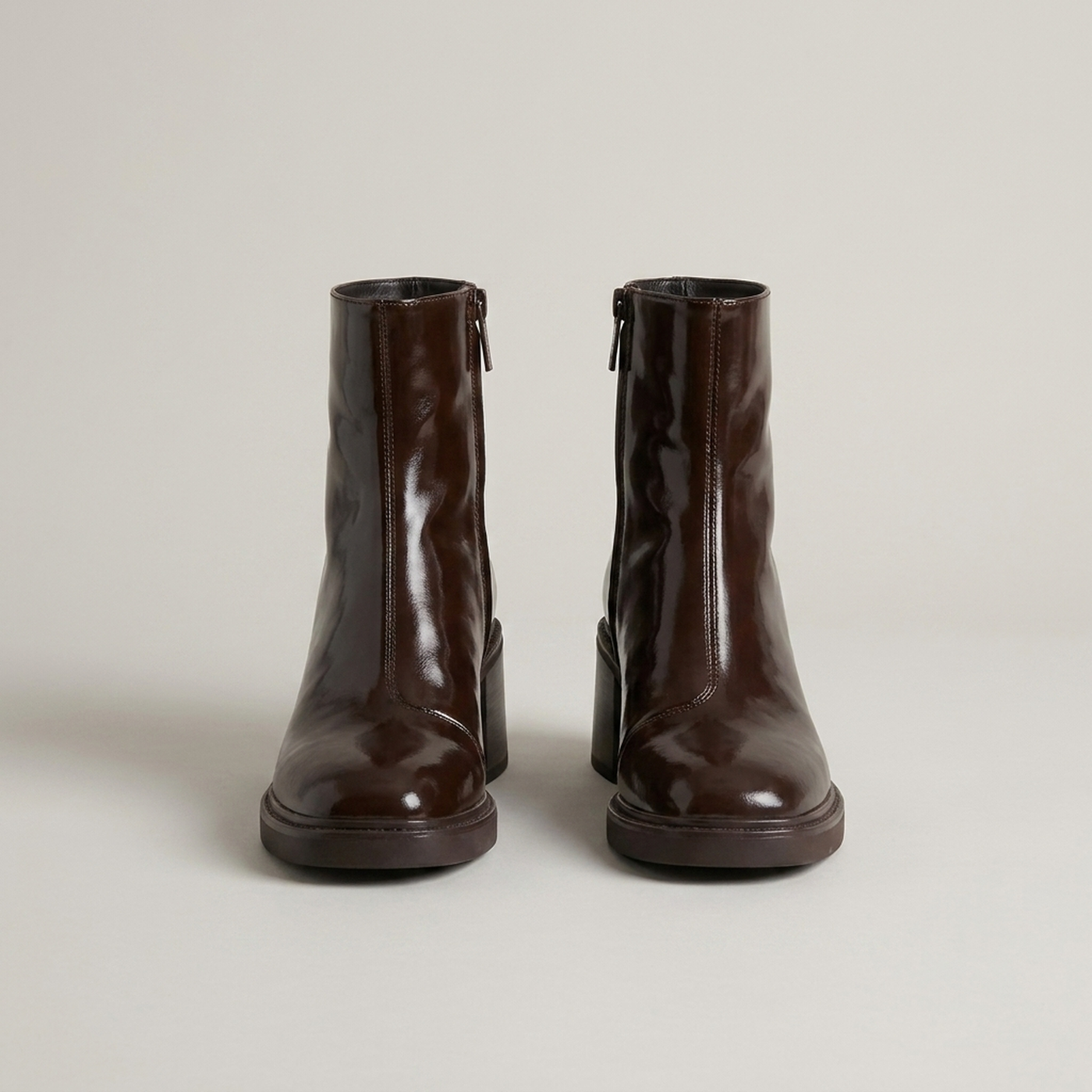 PLUXSTYLE::numise::everyday-side-zip-ankle-boots::pack-brown