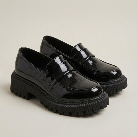 PLUXSTYLE::numise::womens-cushioned-platform-loafers::closeup-detail