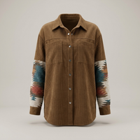 PLUXSTYLE::numise::aztec-print-shirt-jacket::pack-khaki