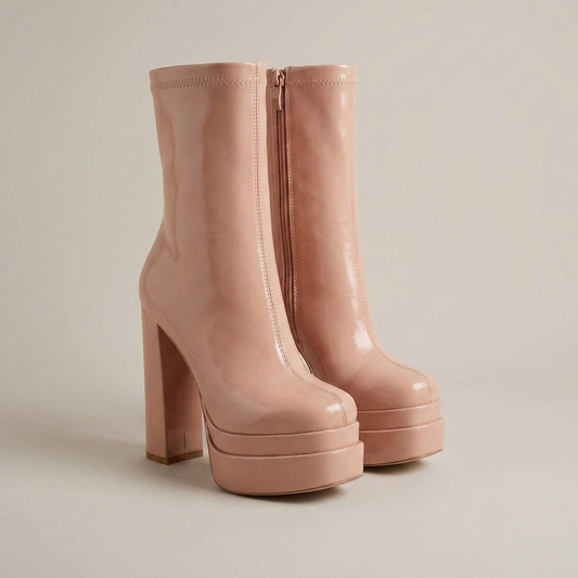 PLUXSTYLE::numise::womens-high-heel-platform-ankle-boots::closeup-detail