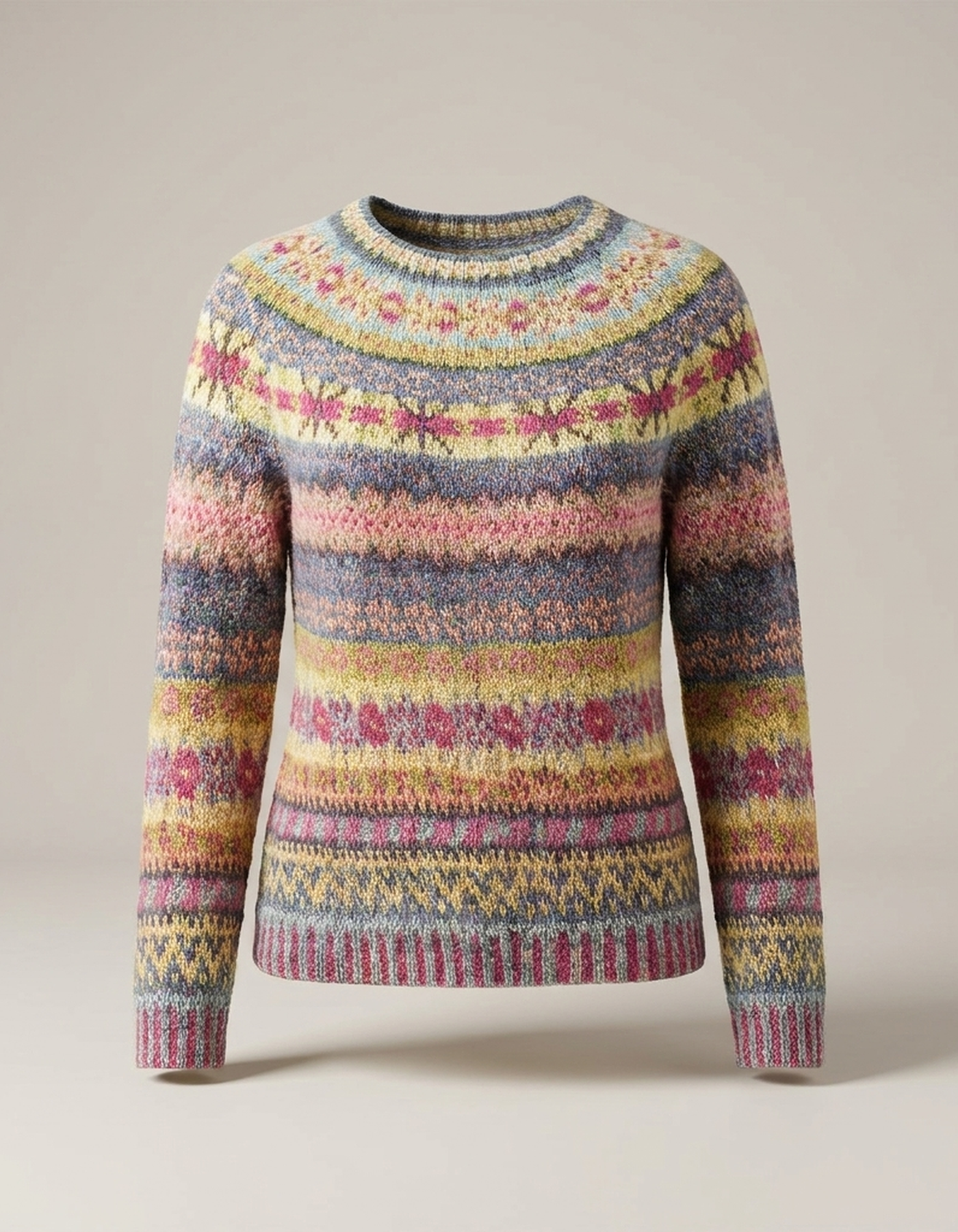 PLUXSTYLE::numise::relaxed-fair-isle-pullover-sweater::pack-yellow