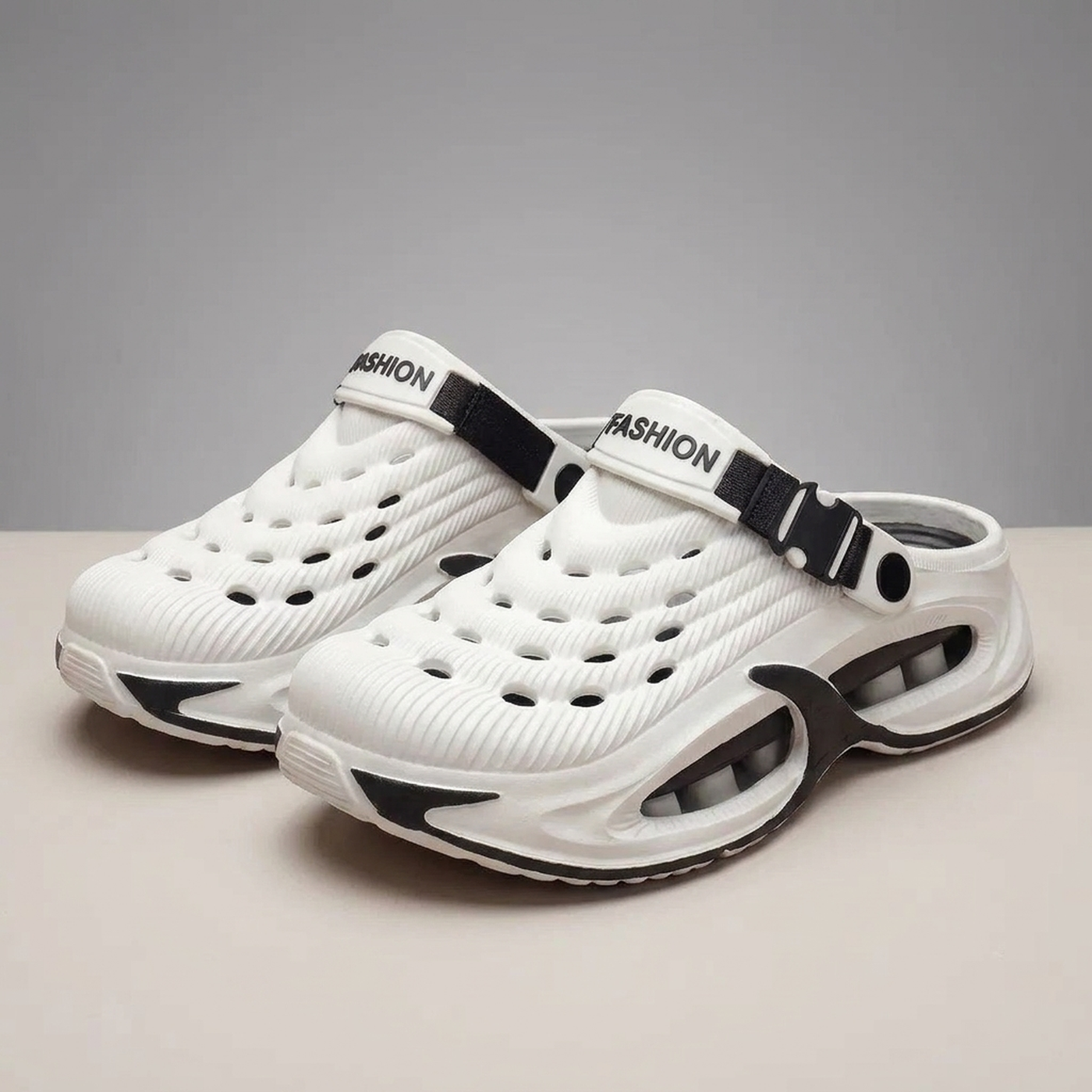 PLUXSTYLE::numise::everyday-ventilated-slip-on-shoes::pack-white-and-black