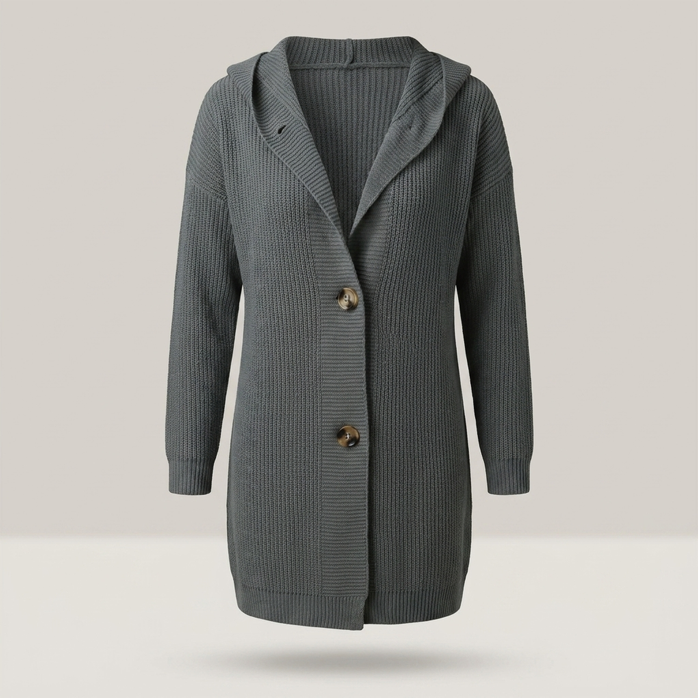 PLUXSTYLE::numise::longline-hooded-cardigan::pack-dark-gray
