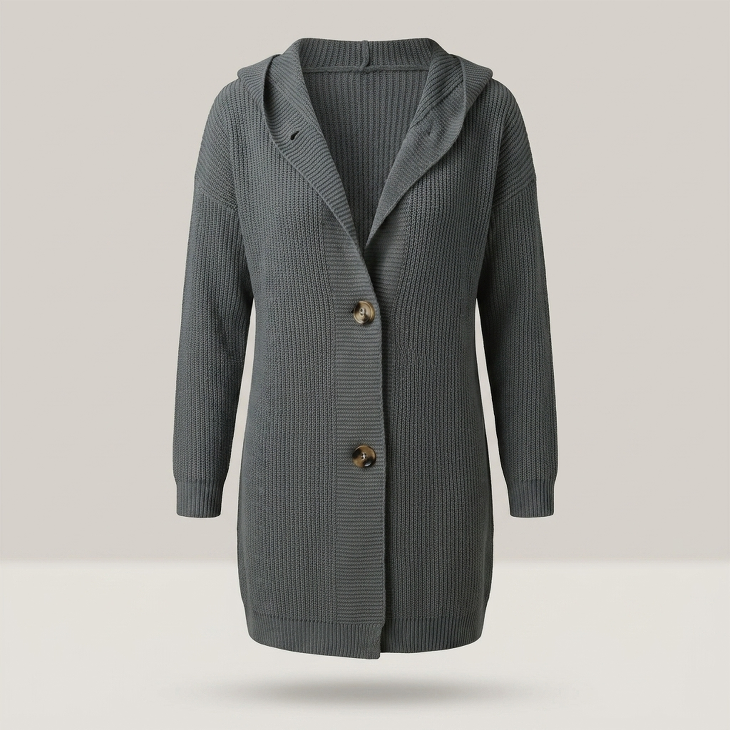 PLUXSTYLE::numise::longline-hooded-cardigan::pack-dark-gray