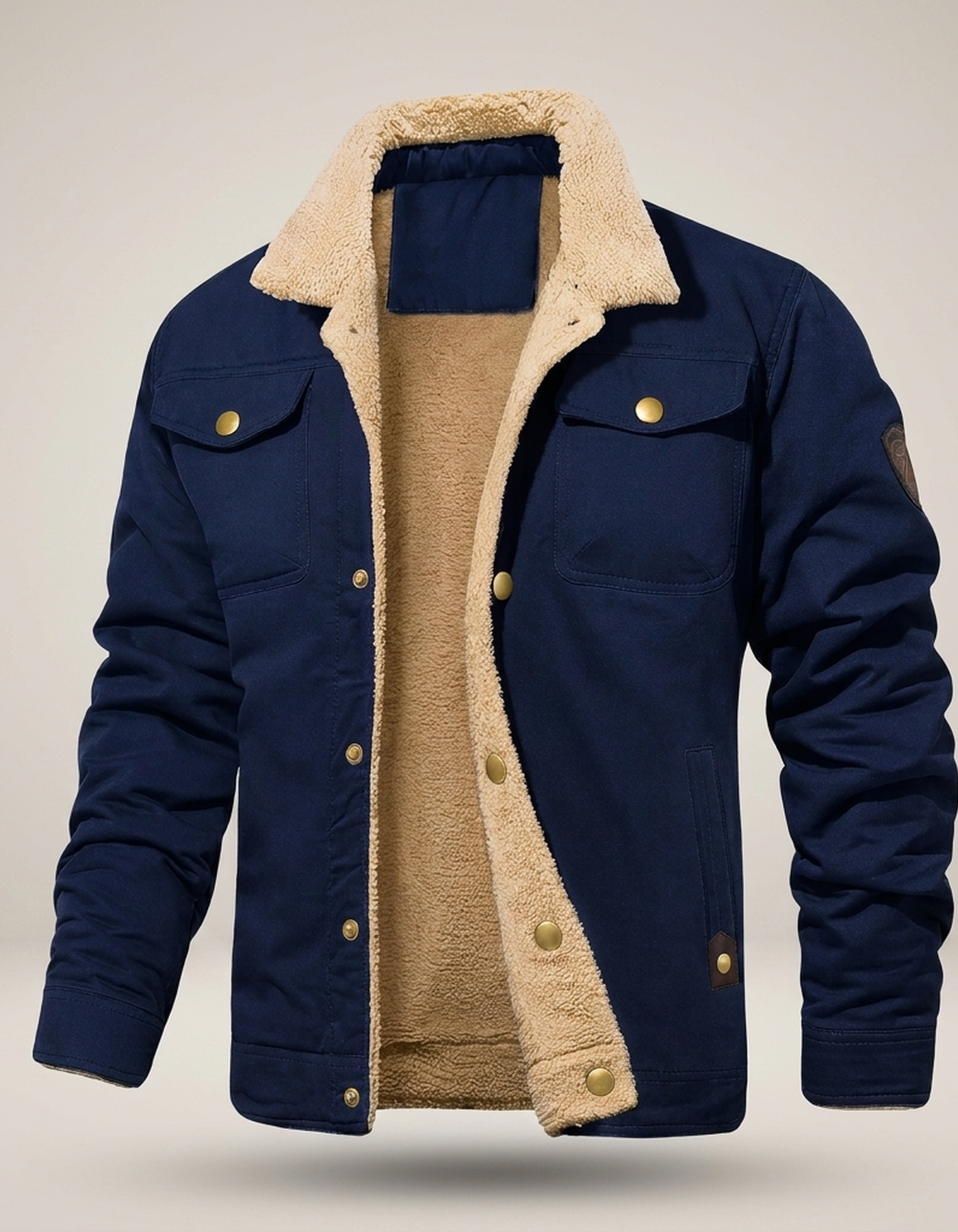 PLUXSTYLE::numise::mens-button-front-parka::pack-navy-blue