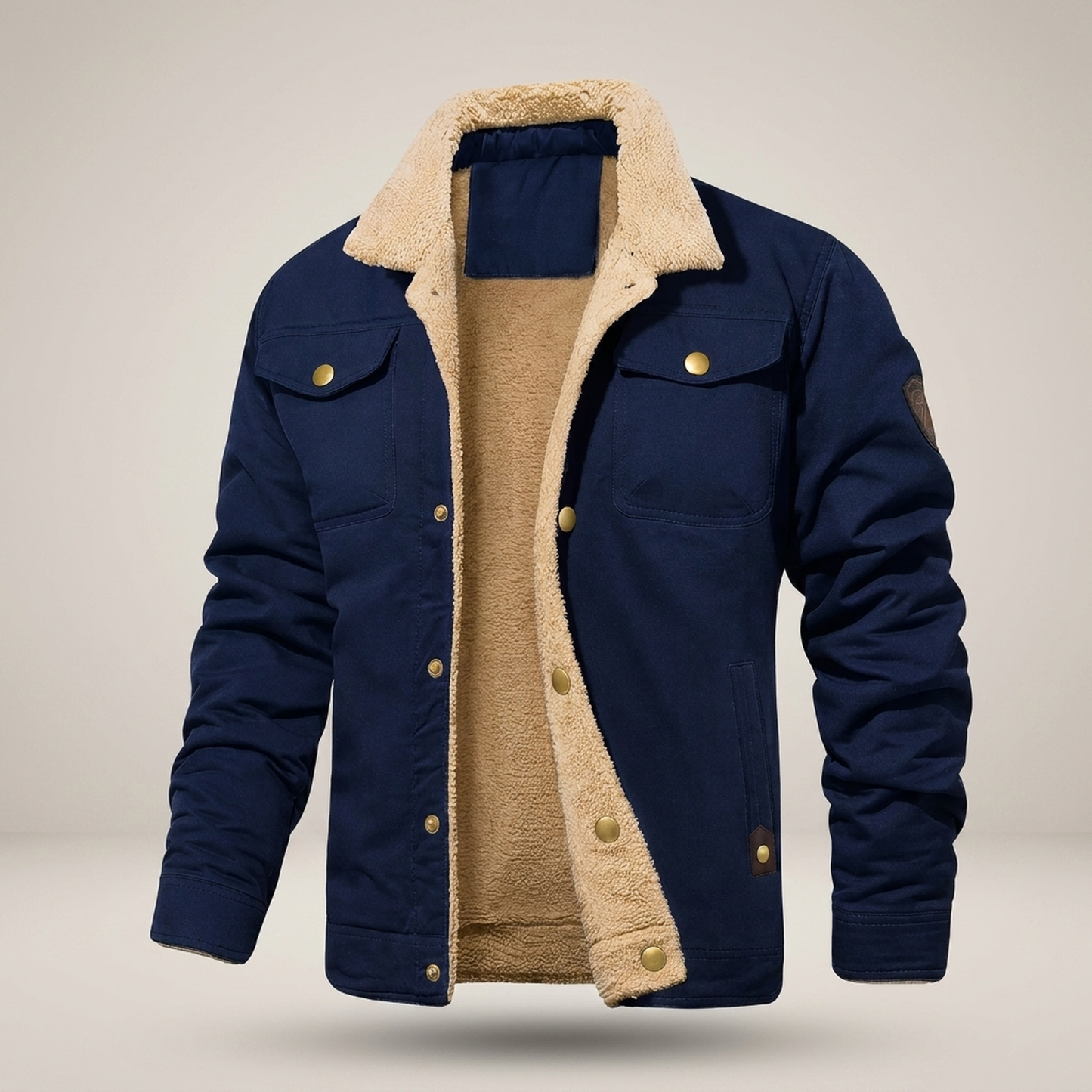 PLUXSTYLE::numise::mens-button-front-parka::pack-navy-blue