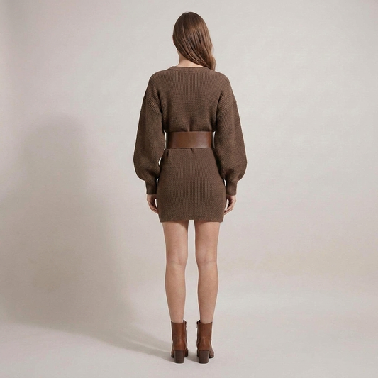 PLUXSTYLE::numise::aderisse-belted-mini-dress::back